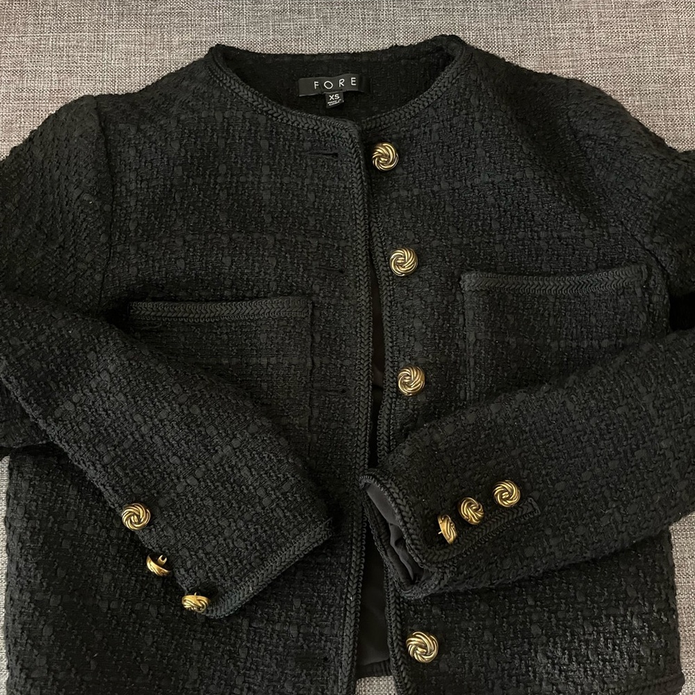 Women's Black Tweed Jacket (like Chanel tweed jacket)